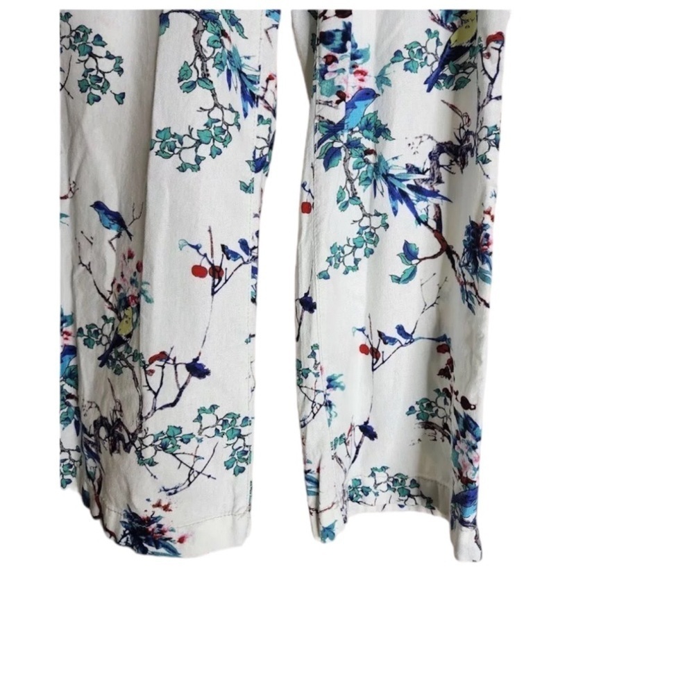WESTBOUND Floral Bird Print Linen Blend Wide Leg / Drawstring Pants Size Small - Picture 9 of 11